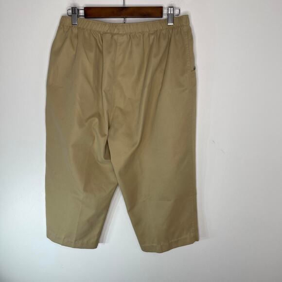 Kim Rogers khaki cropped capri gauchos pants women's petite 14 light weight - Picture 9 of 14